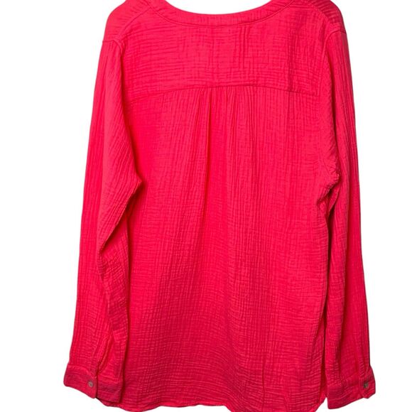 Mote Anthro Top Women's Size XXL Gauze Coral Lagenlook Relaxed Fit Long Sleeve - Picture 2 of 4